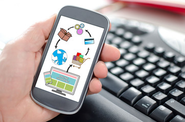 Online shopping concept on a smartphone