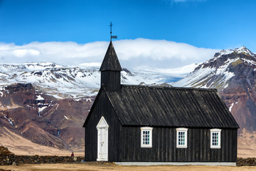 Fototapeta na wymiar Black Church of Budir in Iceland