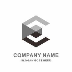 Monogram Letter C Geometric Square Cube Hexagon Architecture Construction Business Company Stock Vector Logo Design Template 
