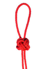 string of red rope knot isolated on white background