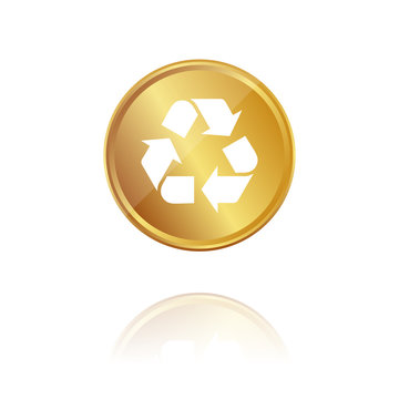 Recycling - Gold Münze mit Reflektion