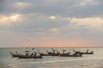 sunset on the beach of andaman sea