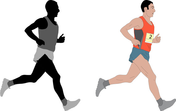 marathon runner,detailed illustration - vector
