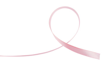 Breast cancer pink ribbon isolated on white background.