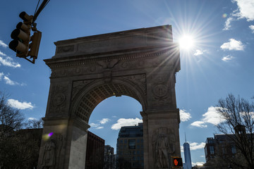 Fototapeta na wymiar Arch in Washington Square park in Greenwich village in NYC