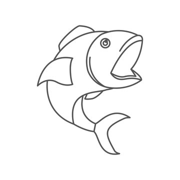 sketch silhouette of open mouth fish vector illustration