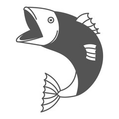 monochrome silhouette of open mouth trout fish vector illustration