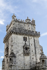 Belem tower in the bank of the Targus River (Belem, Portugal)