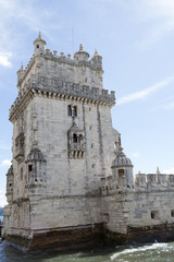 Fototapeta na wymiar Belem tower in the bank of the Targus River (Belem, Portugal)