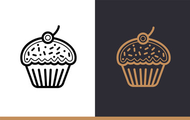 Unique linear icon of bakery, cooking. Suitable for print media, info graphics and web design