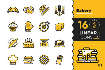 Unique linear icon of bakery, cooking. Suitable for print media, info graphics and web design