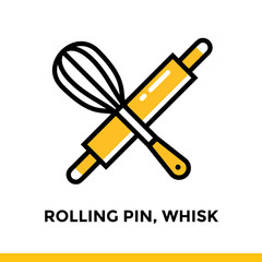 Unique linear icon of bakery, cooking. Suitable for print media, info graphics and web design