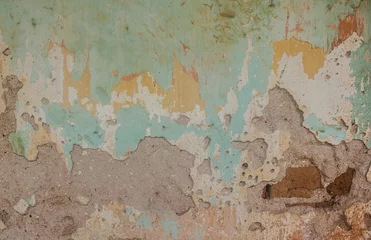 Zelfklevend Fotobehang Verweerde muur Oude cement muur textuur. Oude cementmuur honderdtweeëndertig jaar