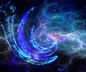 Abstract spiral star with a translucent interstellar gas. Fractal art graphics
