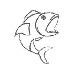 blurred sketch silhouette of open mouth fish vector illustration