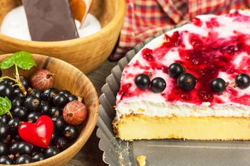 Summer Dessert with Currant and Cheesecake Cream. Healthy pleasure.