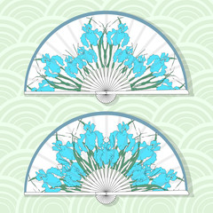 Vector illustration of two Asian folding fans.