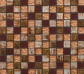 Texture of colored glossy mosaic tile