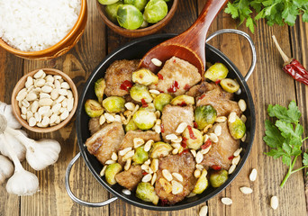 Stewed pork with brussels sprouts