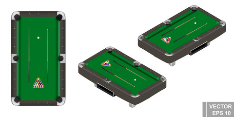 Set. Billiard balls. A game. Sport. 3D. Isolated on white background.