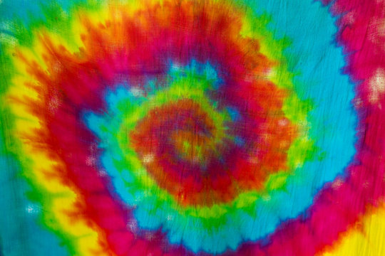 tie dyed pattern on cotton fabric.