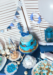 Candy Bar in marine style on children's day birth.