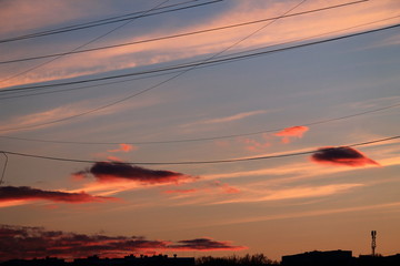 sunset in pink and golden shades