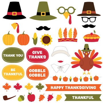 Thanksgiving photo booth props set