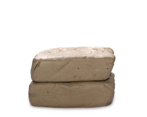Grey modelling clay blocks isolated on white background