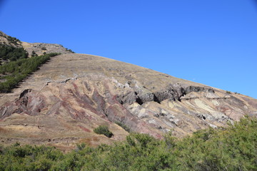 Fototapeta na wymiar Geological landscape to the north east of the island near Pico Juliana, Porto Santo Island, Madeira