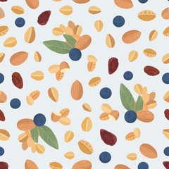 Muesli seamless pattern. Vector illustration of Cereal food.