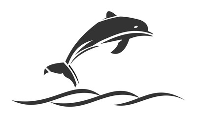 Obraz premium Silhouette of dolphins jump
