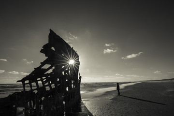 black and white shipwreck