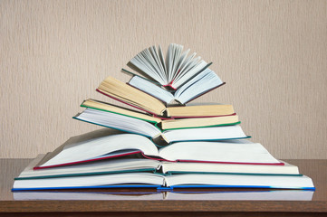 Stack of different books on the table