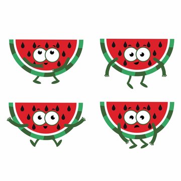 set cartoon watermelon