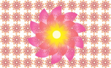 Abstract Flower Illustration Seamless Designs on Colorful BG