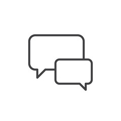 Naklejka premium Chat, forum line icon, outline vector sign, linear style pictogram isolated on white. Speech bubbles symbol, logo illustration. Editable stroke. Pixel perfect graphics