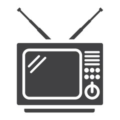 Vintage TV solid icon, household and appliance, vector graphics, a glyph pattern on a white background, eps 10.