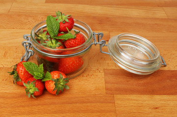 Strawberries in a jar