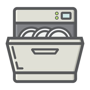 dishwasher with open door and clean dishes clip art preview