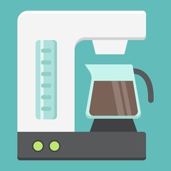 Coffee maker flat icon, kitchen and appliance, vector graphics, a colorful solid pattern on a white background, eps 10.