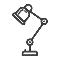 Desk lamp line icon, table lamp and appliance, vector graphics, a linear pattern on a white background, eps 10.