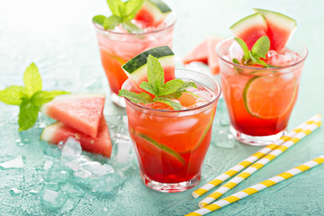 Refreshing summer drink with watermelon