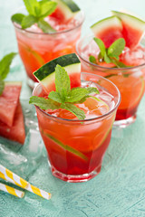 Refreshing summer drink with watermelon