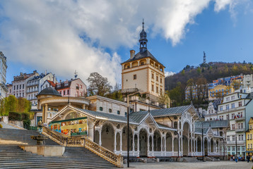 Naklejka premium Castle Tower, Karlovy Vary, Czech republic
