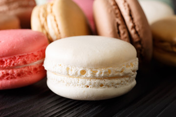 Freshly prepared macaroons, macro on the table