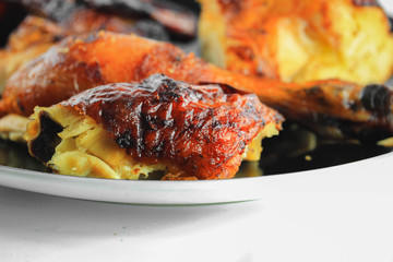 Grilled chicken with vegetables on plate