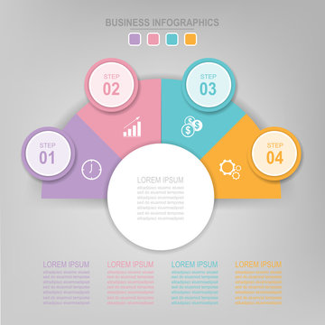 Infographic template of colorful circle, pie chart diagram, work sheet element, flat design of business icon, vector