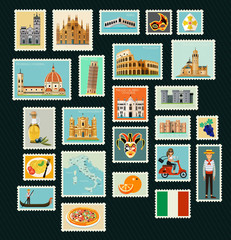 Italy Travel Stamps.