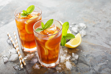 Traditional iced tea with lemon